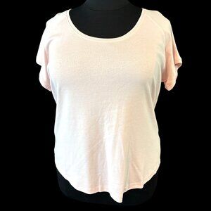 SOLD - Talbots Scoop Neck Curved Hem Tee - Pima Solid in Light Pink NWOT 3X